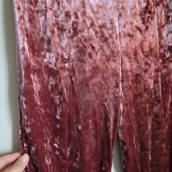 Urban Renewal Velvet Mauve Flare Sz L Large 70s Center Slit Festival Pants - Picture 5 of 12